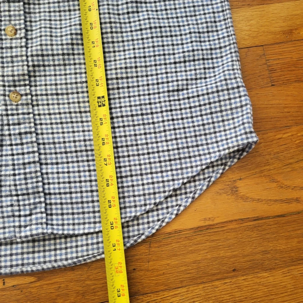 Polo Ralph Lauren Men Medium Flannel Blue Button Down Dress‎ Shirt Long Sleeve